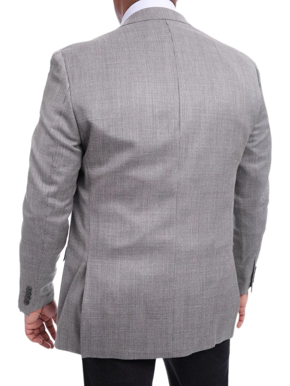 I Uomo Regular Fit Gray Textured Weave Silk Wool Blend Blazer Sportcoat