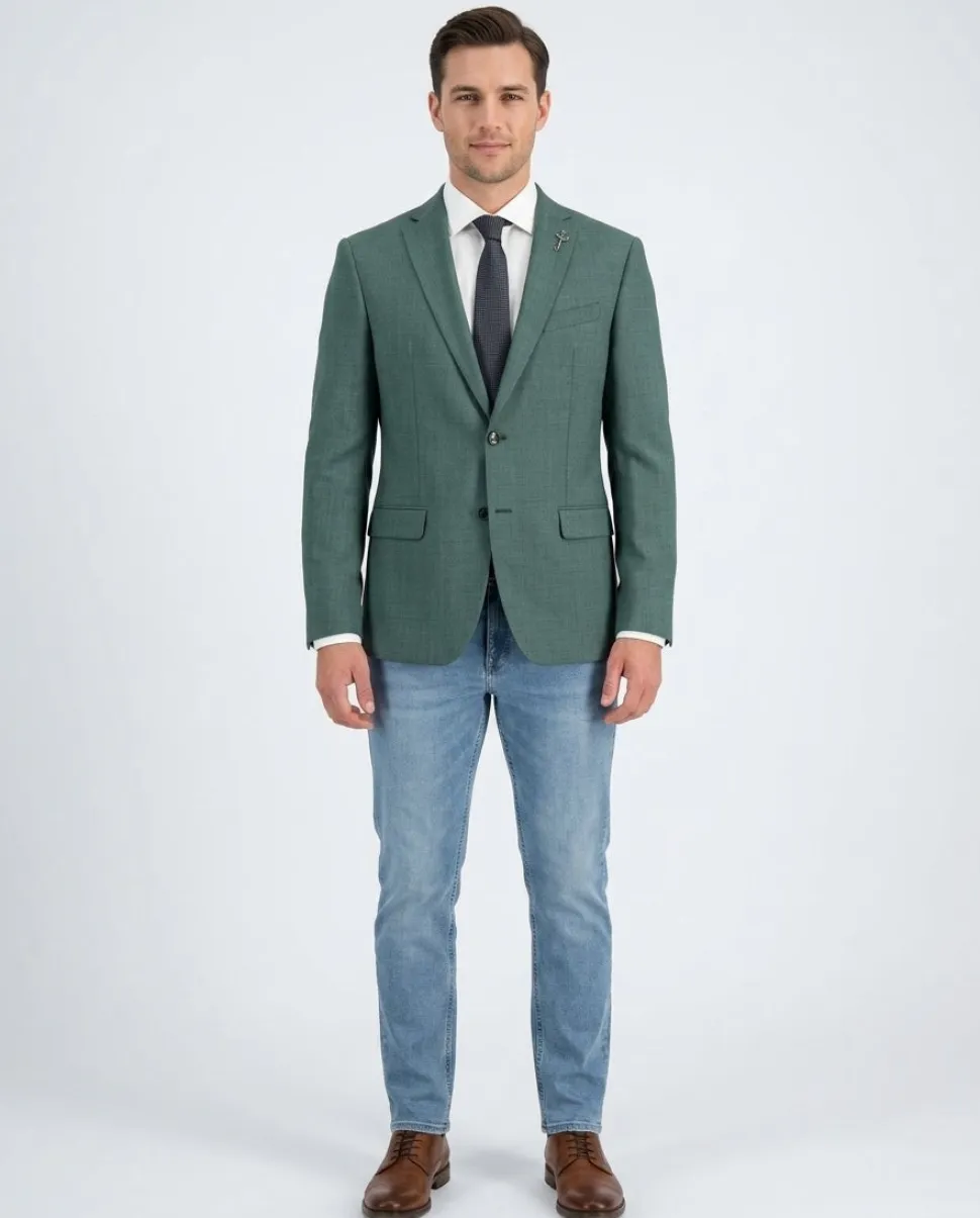 John Varvatos BLEECKER Half-Canvassed Green Two Button 100% Wool Blazer