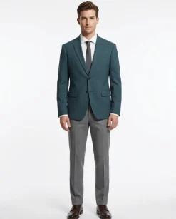 John Varvatos BLEECKER Half-Canvassed Green Two Button Wool Blend Blazer