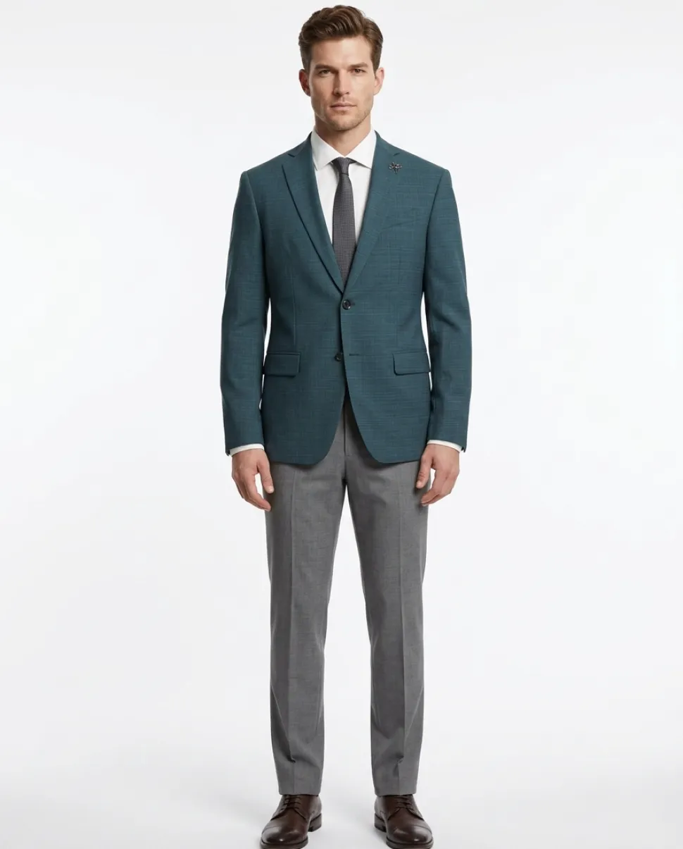 John Varvatos BLEECKER Half-Canvassed Green Two Button Wool Blend Blazer