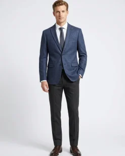 John Varvatos BLEECKER Half-Canvassed Blue Two Button Wool Blend Blazer