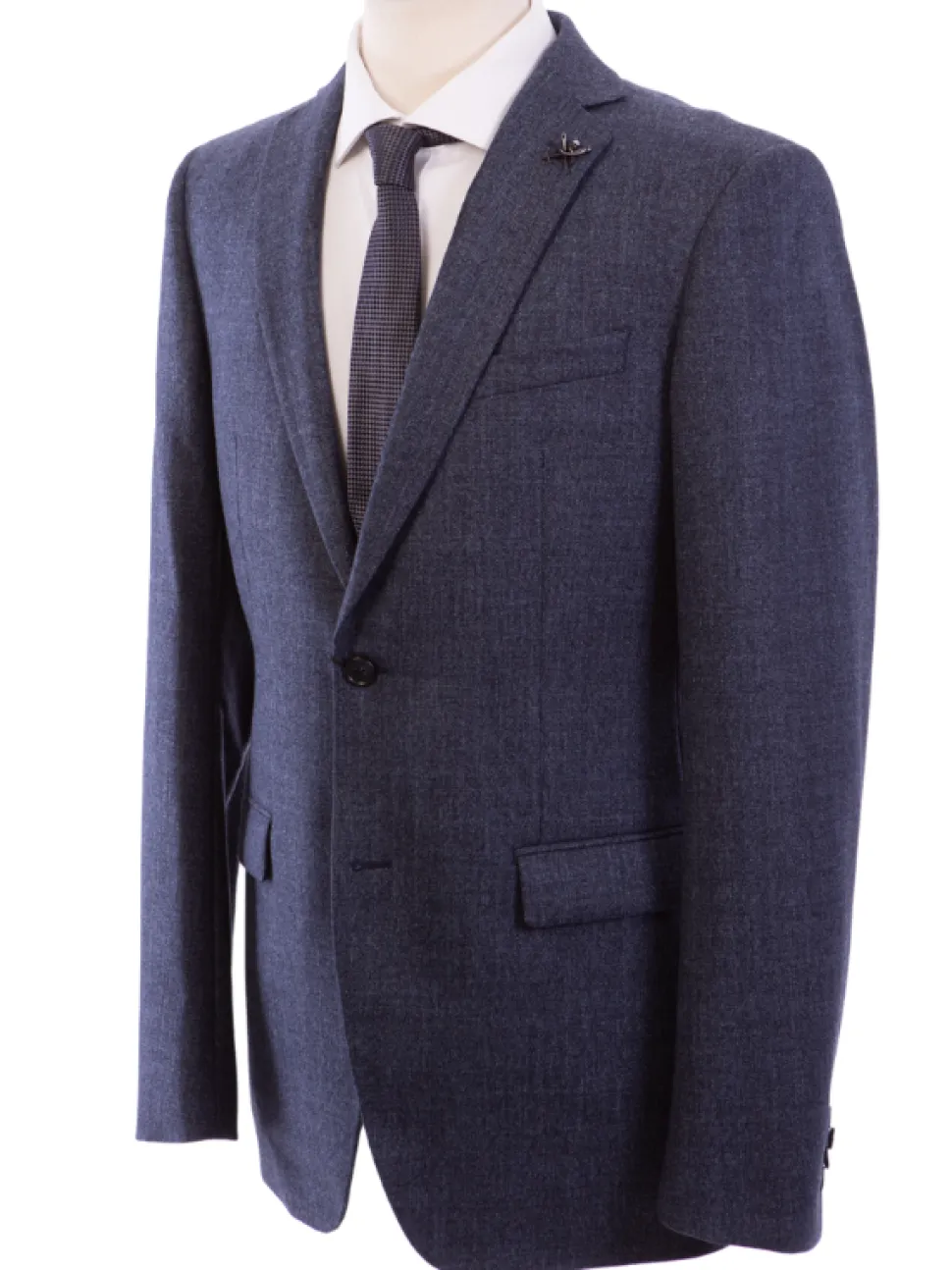 John Varvatos BLEECKER Half-Canvassed Blue Two Button Wool Blend Blazer