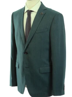 John Varvatos BOND Half-Canvassed Green Herringbone Two Button 100% Wool Blazer
