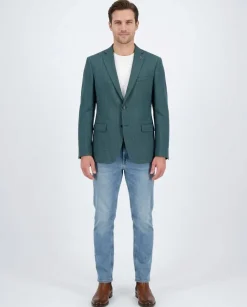 John Varvatos BOND Half-Canvassed Green Herringbone Two Button 100% Wool Blazer