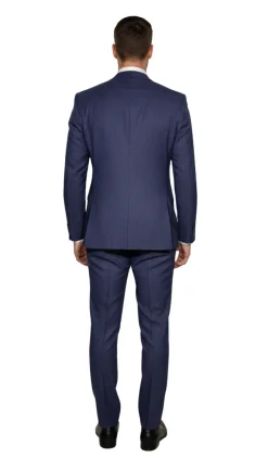 John Varvatos Check Blue Half-Canvassed Slim Fit Two Button Wool Suit