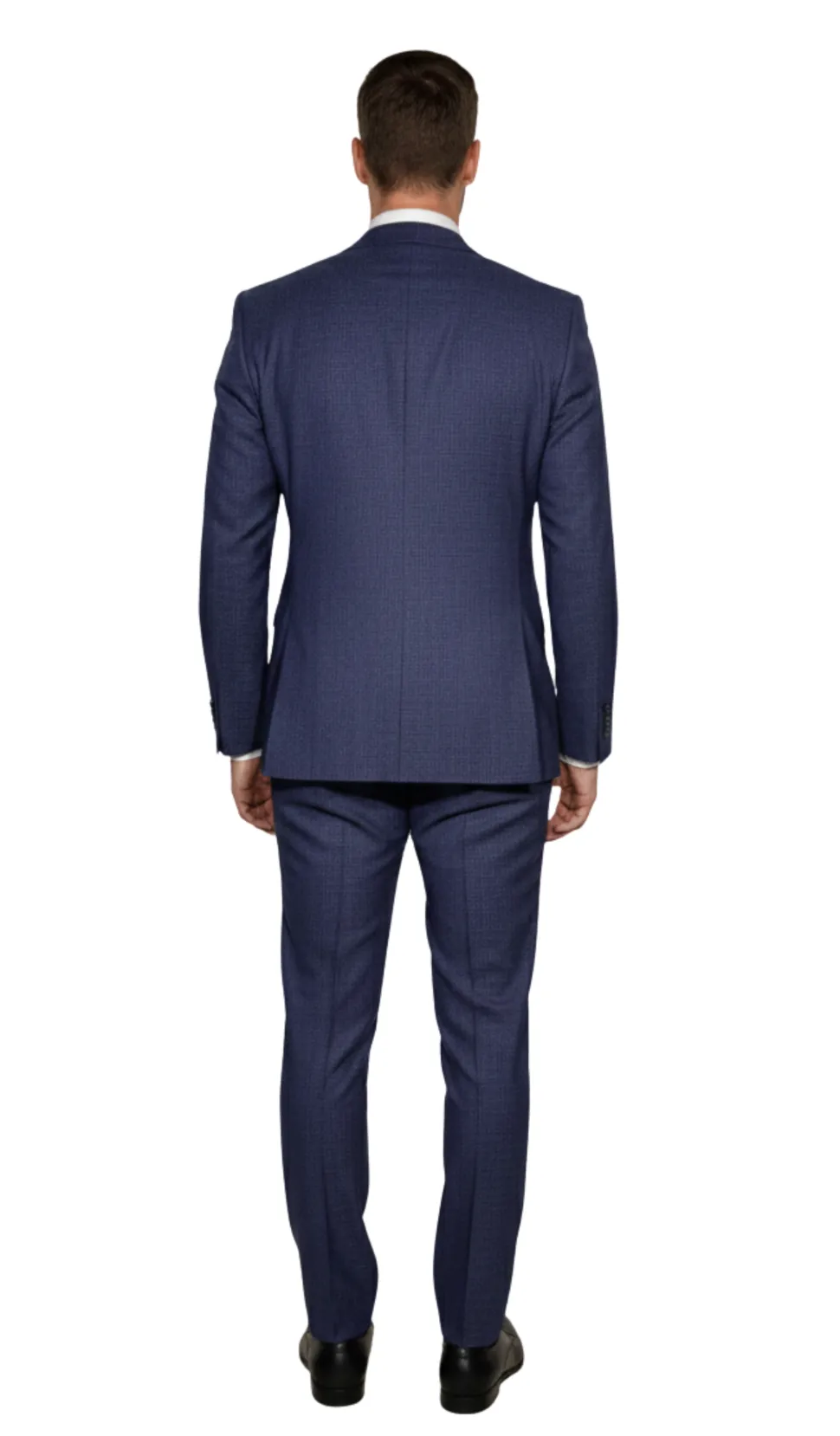 John Varvatos Check Blue Half-Canvassed Slim Fit Two Button Wool Suit