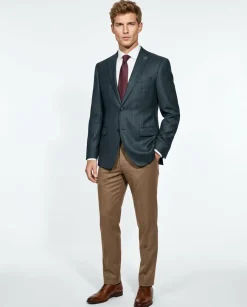 John Varvatos Forest Green Glen Plaid Windowpane Wool Blazer Sport Coat
