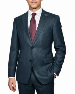 John Varvatos Forest Green Glen Plaid Windowpane Wool Blazer Sport Coat