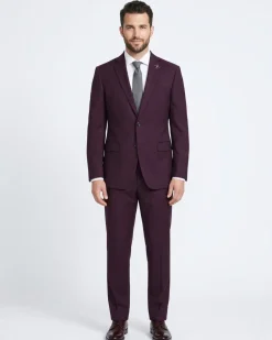 John Varvatos Half-Canvassed Burgundy Two Button 100% Wool Suit