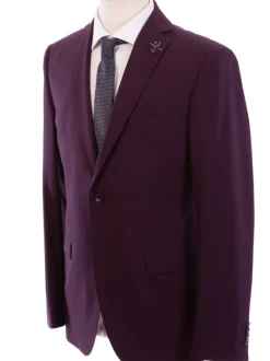 John Varvatos Half-Canvassed Burgundy Two Button 100% Wool Suit