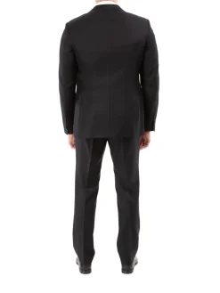 John Varvatos Half-Canvassed Black Two Button Wool Blend Suit