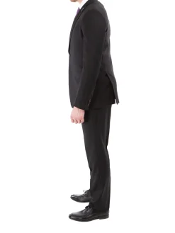 John Varvatos Half-Canvassed Black Two Button Wool Blend Suit