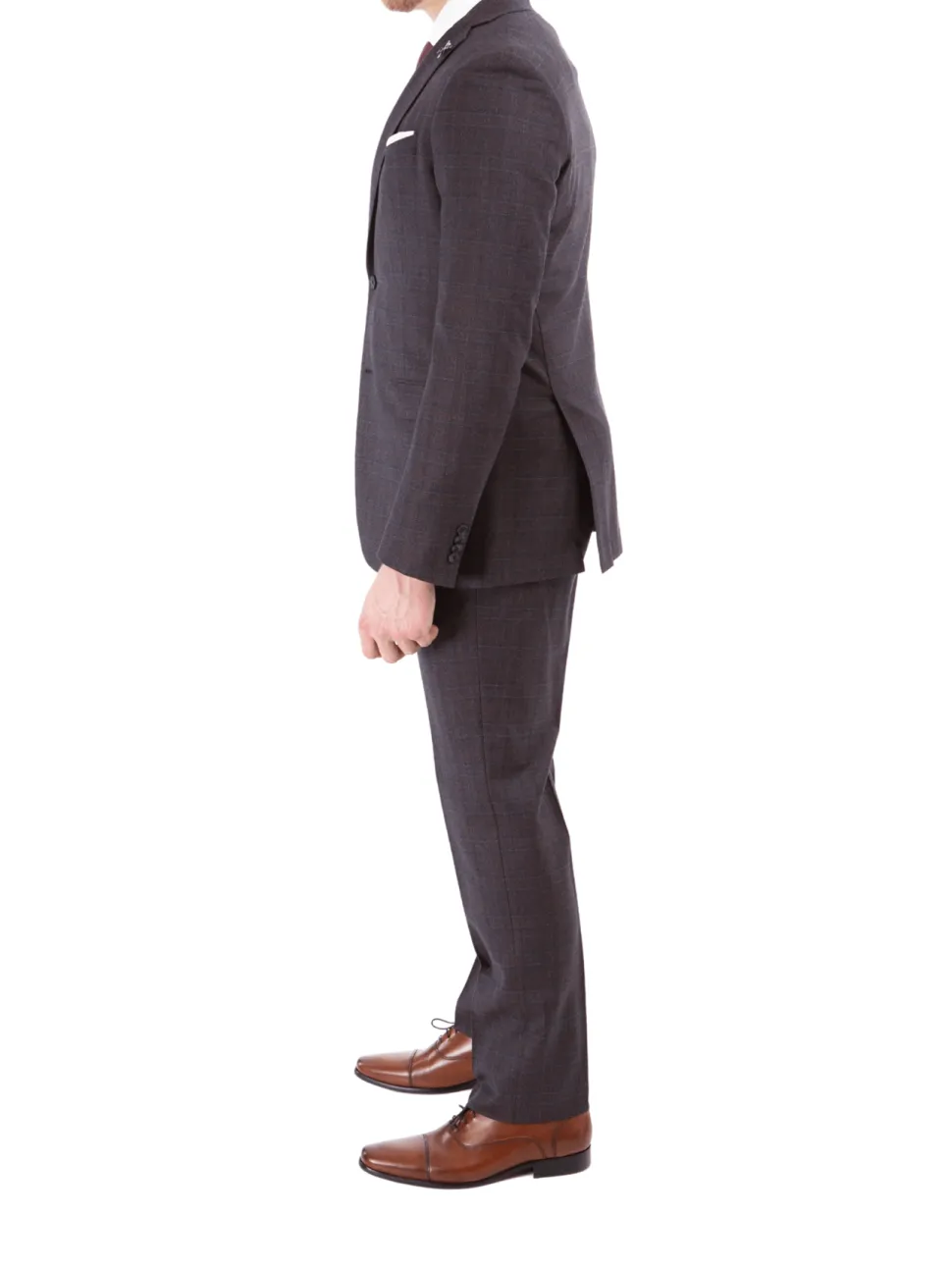 John Varvatos Half-Canvassed Burgundy Two Button Wool Blend Suit