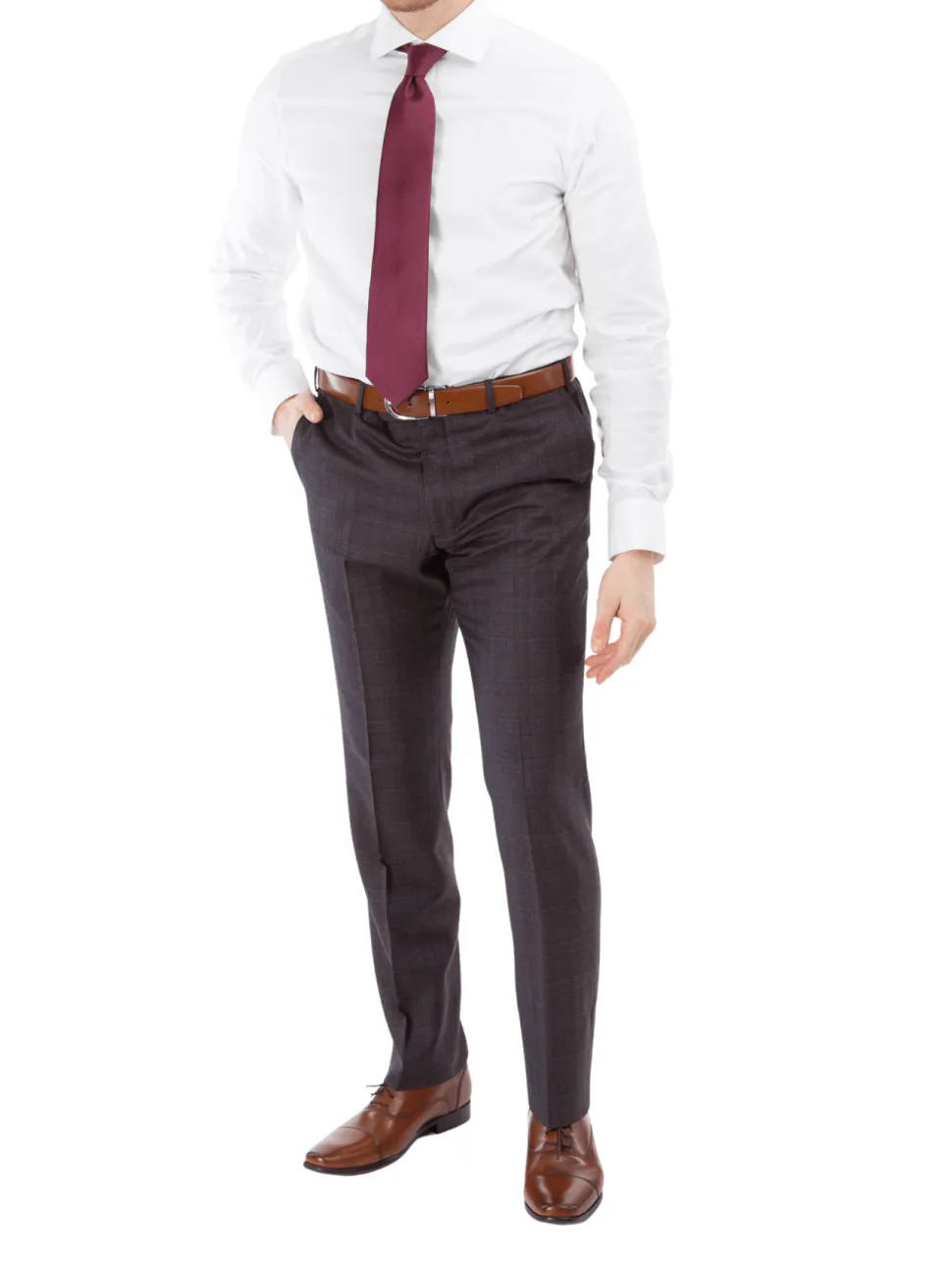 John Varvatos Half-Canvassed Burgundy Two Button Wool Blend Suit
