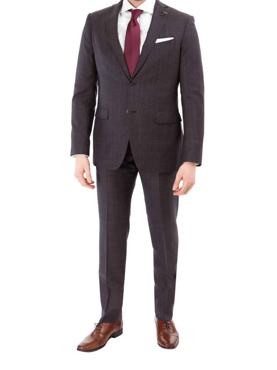 John Varvatos Half-Canvassed Burgundy Two Button Wool Blend Suit