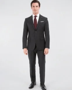 John Varvatos Half-Canvassed Charcoal Two Button Wool Blend Suit