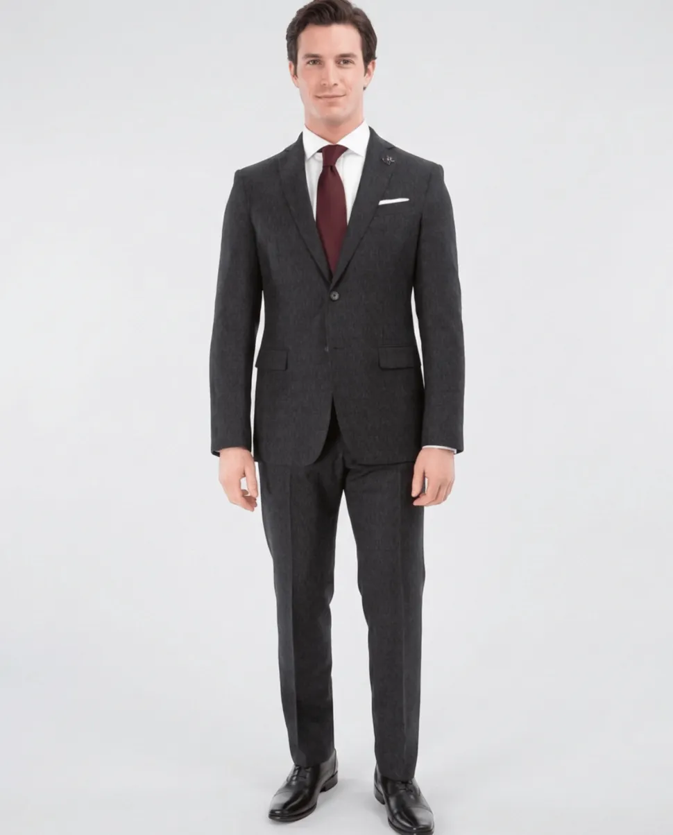 John Varvatos Half-Canvassed Charcoal Two Button Wool Blend Suit