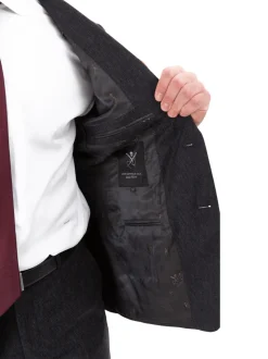 John Varvatos Half-Canvassed Charcoal Two Button Wool Blend Suit
