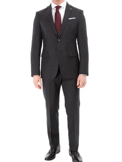 John Varvatos Half-Canvassed Charcoal Two Button Wool Blend Suit