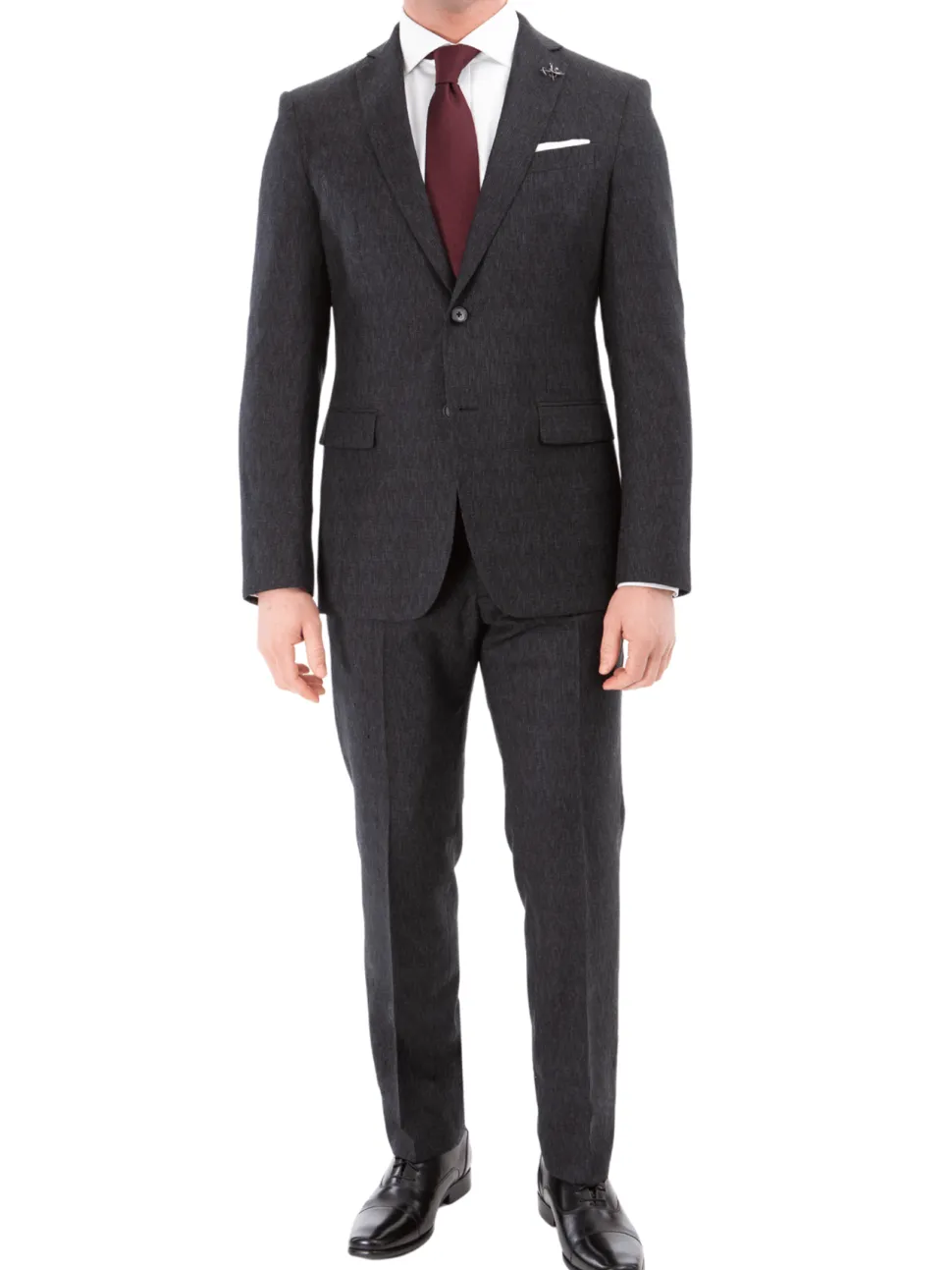 John Varvatos Half-Canvassed Charcoal Two Button Wool Blend Suit