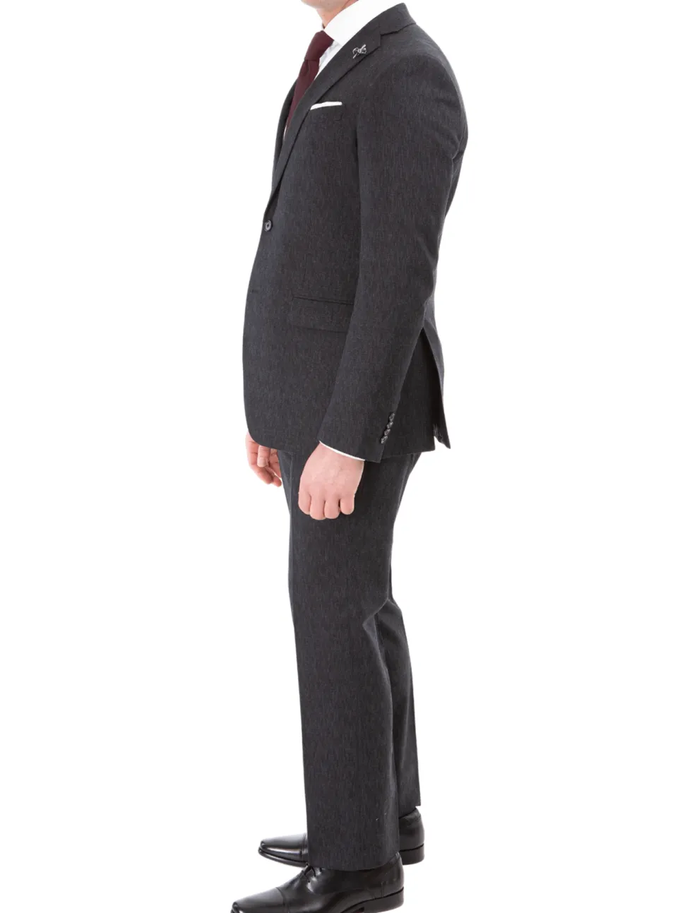 John Varvatos Half-Canvassed Charcoal Two Button Wool Blend Suit