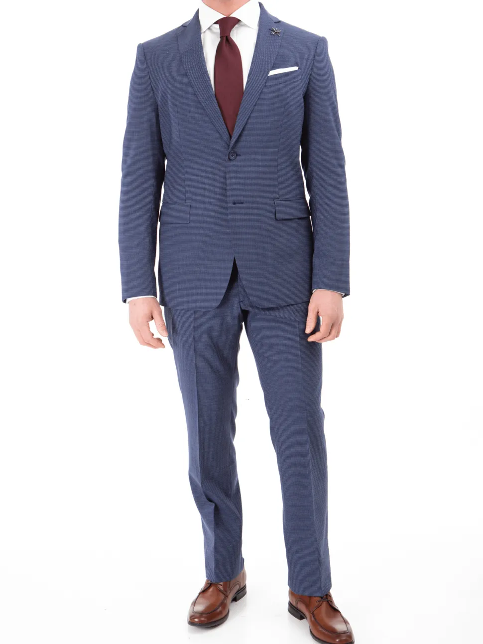 John Varvatos Half-Canvassed Blue Two Button Wool Blend Suit