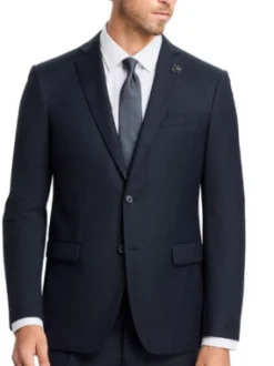John Varvatos Half-Canvassed Blue Two Button Wool Blend Cashmere Suit
