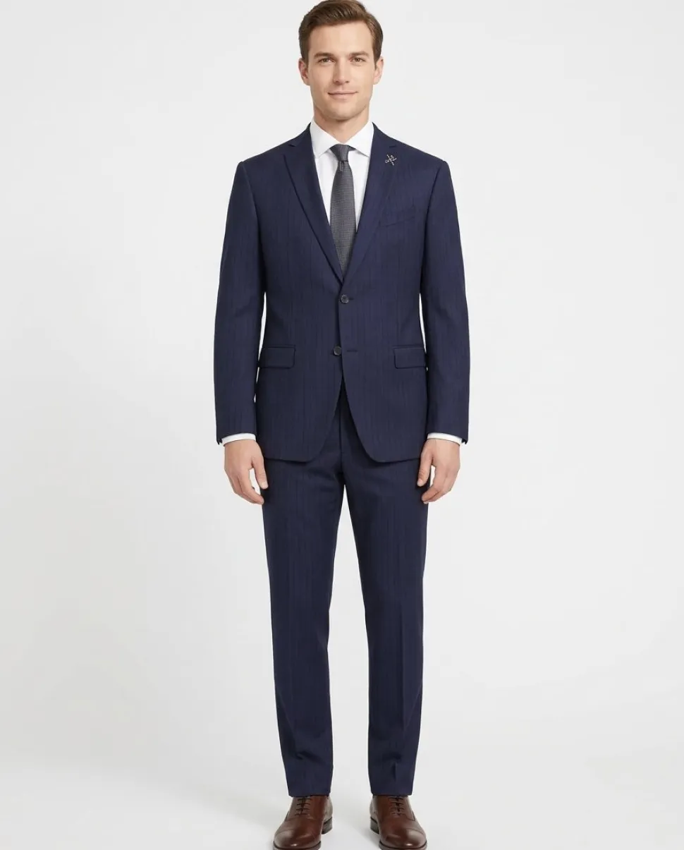 John Varvatos Half-Canvassed Navy Two Button Wool Blend Suit