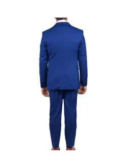 John Varvatos Mens Blue Textured Slim Fit 100% Wool 2 Piece Suit