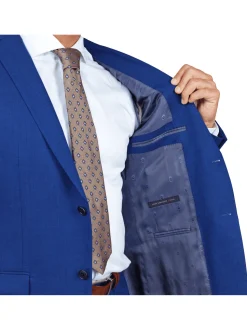 John Varvatos Mens Blue Textured Slim Fit 100% Wool 2 Piece Suit