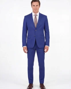 John Varvatos Mens Blue Textured Slim Fit 100% Wool 2 Piece Suit