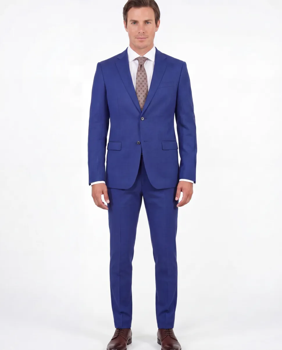 John Varvatos Mens Blue Textured Slim Fit 100% Wool 2 Piece Suit