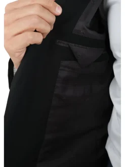 John Varvatos Mens Slim Fit Black Tonal Striped Two Button Wool Blend Suit