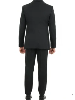 John Varvatos Mens Slim Fit Black Tonal Striped Two Button Wool Blend Suit