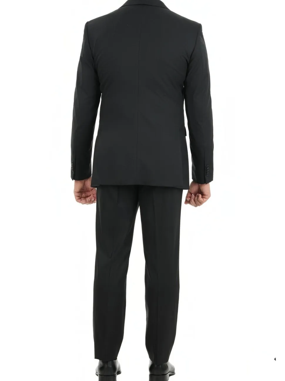 John Varvatos Mens Slim Fit Black Tonal Striped Two Button Wool Blend Suit