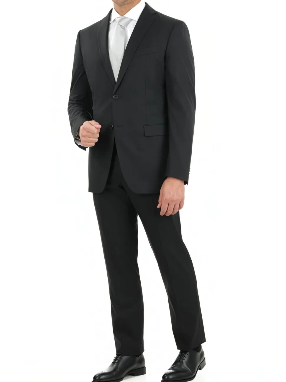 John Varvatos Mens Slim Fit Black Tonal Striped Two Button Wool Blend Suit