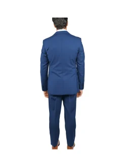 John Varvatos Mens Slim Fit Solid Blue Two Button Wool Suit