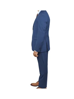 John Varvatos Mens Slim Fit Solid Blue Two Button Wool Suit