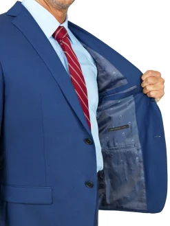 John Varvatos Mens Slim Fit Solid Blue Two Button Wool Suit