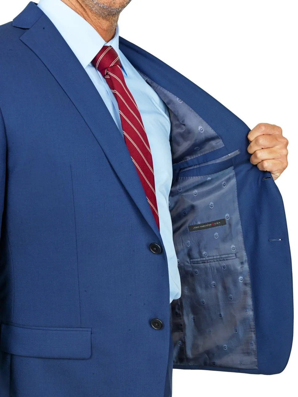 John Varvatos Mens Slim Fit Solid Blue Two Button Wool Suit
