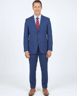 John Varvatos Mens Slim Fit Solid Blue Two Button Wool Suit