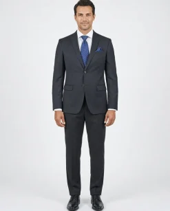 John Varvatos Mens Slim Fit Solid Black Wool Blend 2 Piece Suit