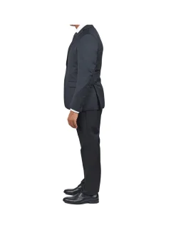 John Varvatos Mens Slim Fit Solid Black Wool Blend 2 Piece Suit