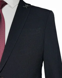John Varvatos Textured Black Slim Fit Wool Stretch Two Button Blazer Sportcoat