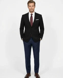 John Varvatos Textured Black Slim Fit Wool Stretch Two Button Blazer Sportcoat