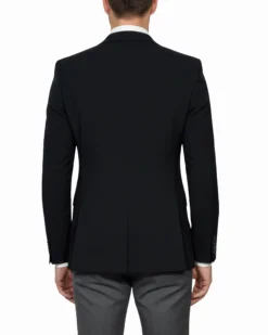 John Varvatos Textured Black Slim Fit Wool Stretch Two Button Blazer Sportcoat