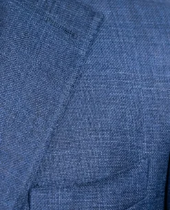 Joseph Bach Mens Blue Plaid Half-Canvassed Slim Fit Notch Lapels 2 Button Wool Suit