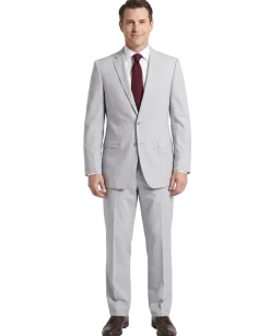 Kenneth Cole New York Gray Pinstriped Cotton Slim Fit Notch Lapel 2-button Suit