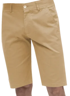 Kent & Park Mens Solid Khaki Tan Classic Fit Flat Front Shorts