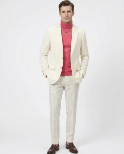 Kent & Park Men's Velvet Solid Cream Classic Fit Blazer Sportcoat